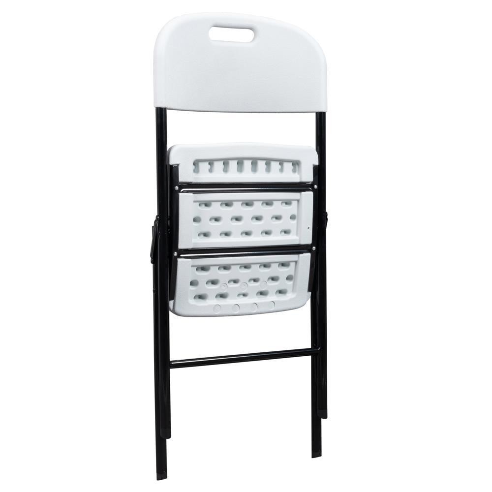 4 Pack Commercial Folding Chairs Set Steel Frame Plastic Seat White for Party