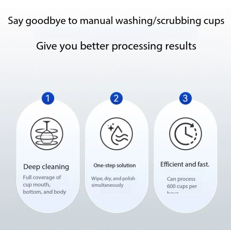 Commercial Electric Cup Scrubber for Bars – Automatic Glass Cup Cleaning Device