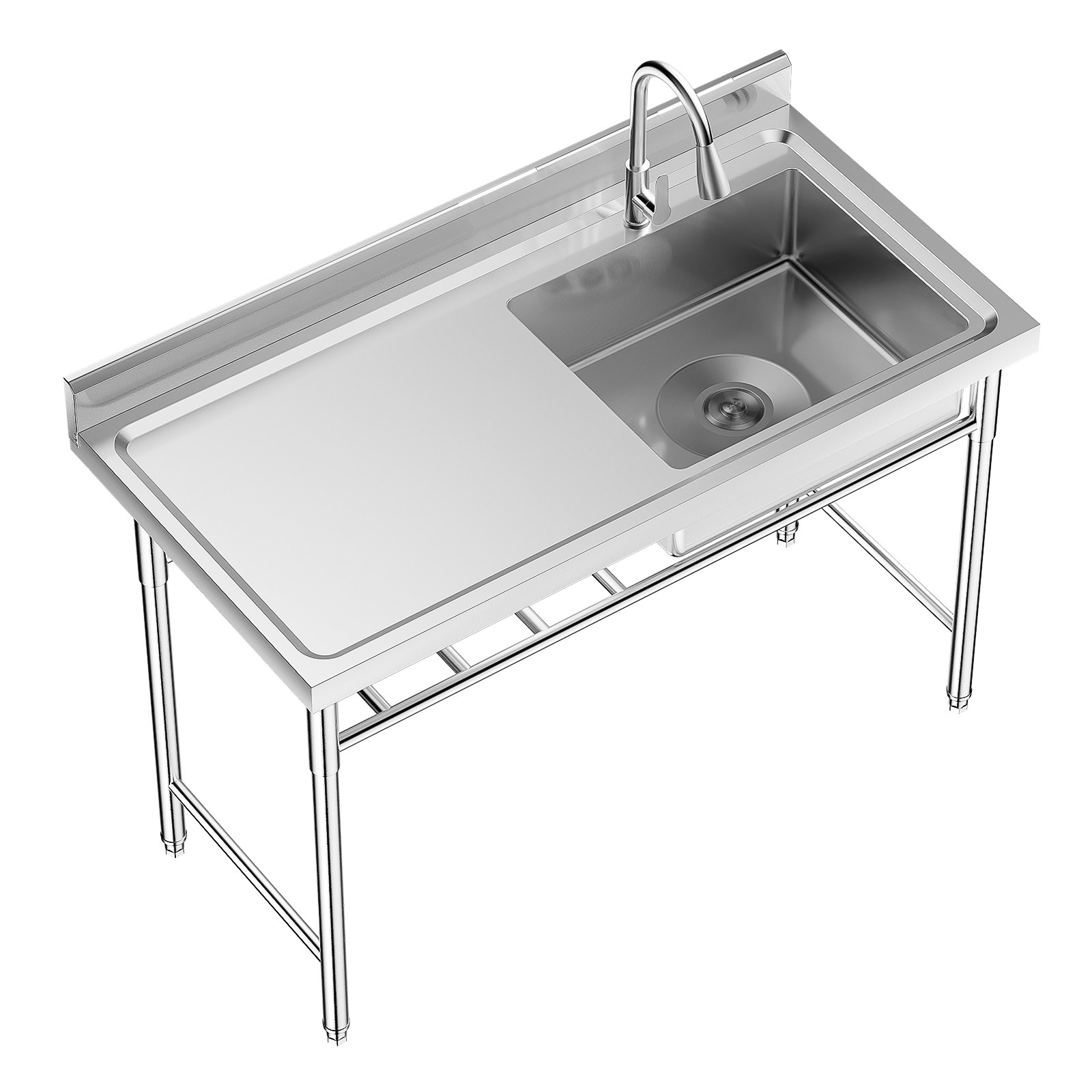 1 Bowl Stainless Steel Commercial Utility Prep Sink Single Bowl w/ Workbench NEW