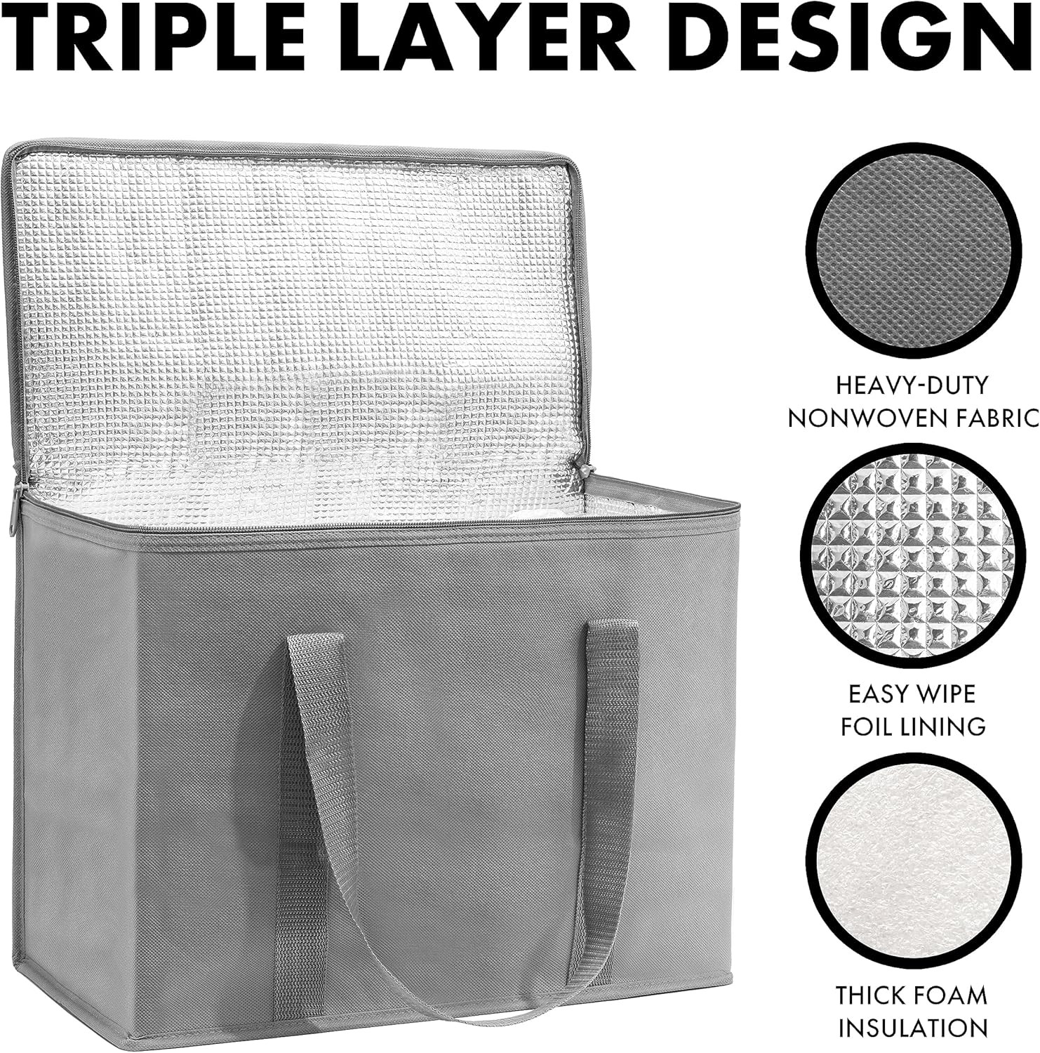 Carrywell (Not Made in China) Insulated Reusable Grocery Bags, Catering and Deli