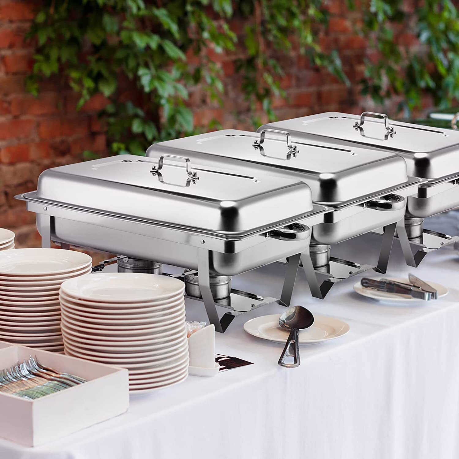 9.5 QT 6 PACK CATERING STAINLESS STEEL BUFFET CHAFER CHAFING DISH SETS FULL SIZE