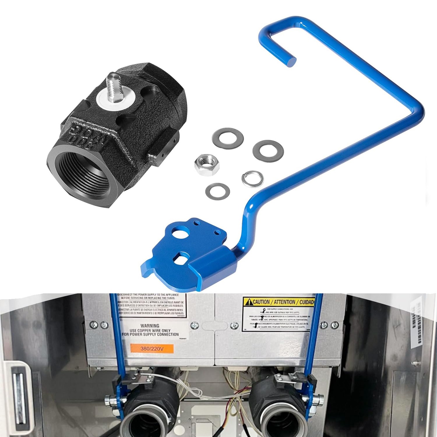 Ball Valve 1-1/4″ Right-hand w 9» Hook Lever Rod For Pitco Fryer SG14 60131007