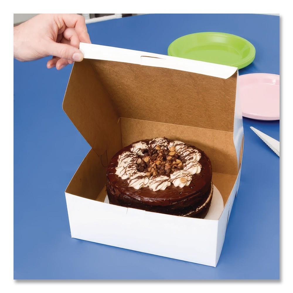 SCT 961 9 x 9 x 4 Paper One-Piece Non-Window Bakery Boxes – White (200/BDL) New