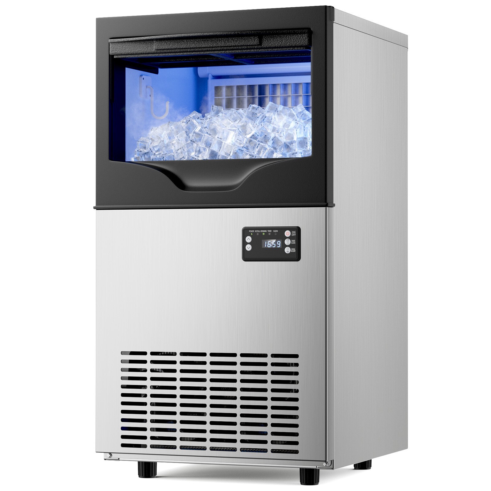 Commercial Ice Maker Machine | 100LBS/24H Output, 3 Adjustable Thickness & 33LBS