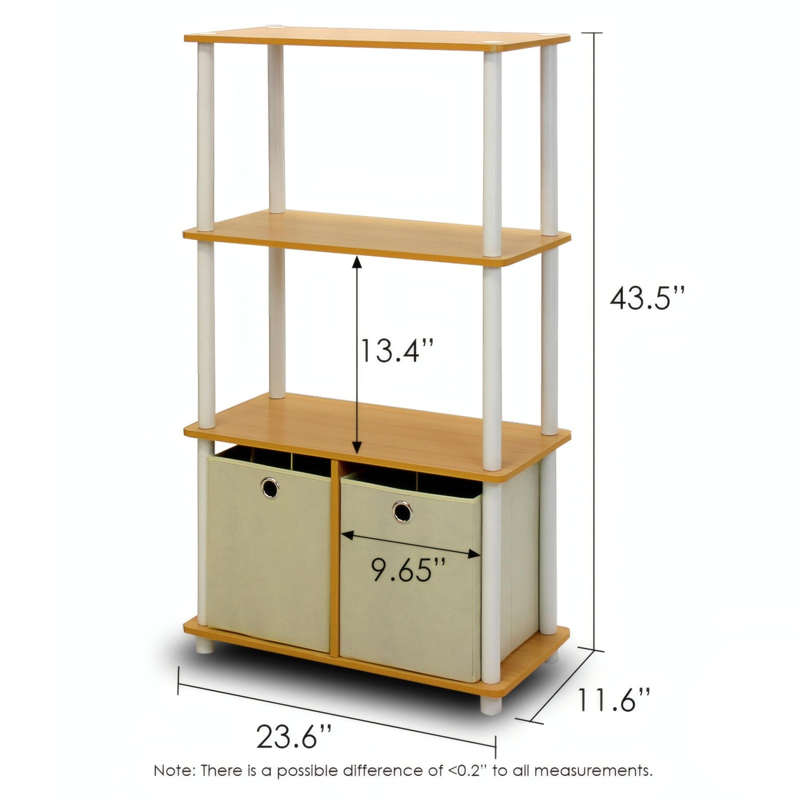 Furinno Go Green 4-Tier Storage Rack Shelving Unit w/Bins in Set of 2