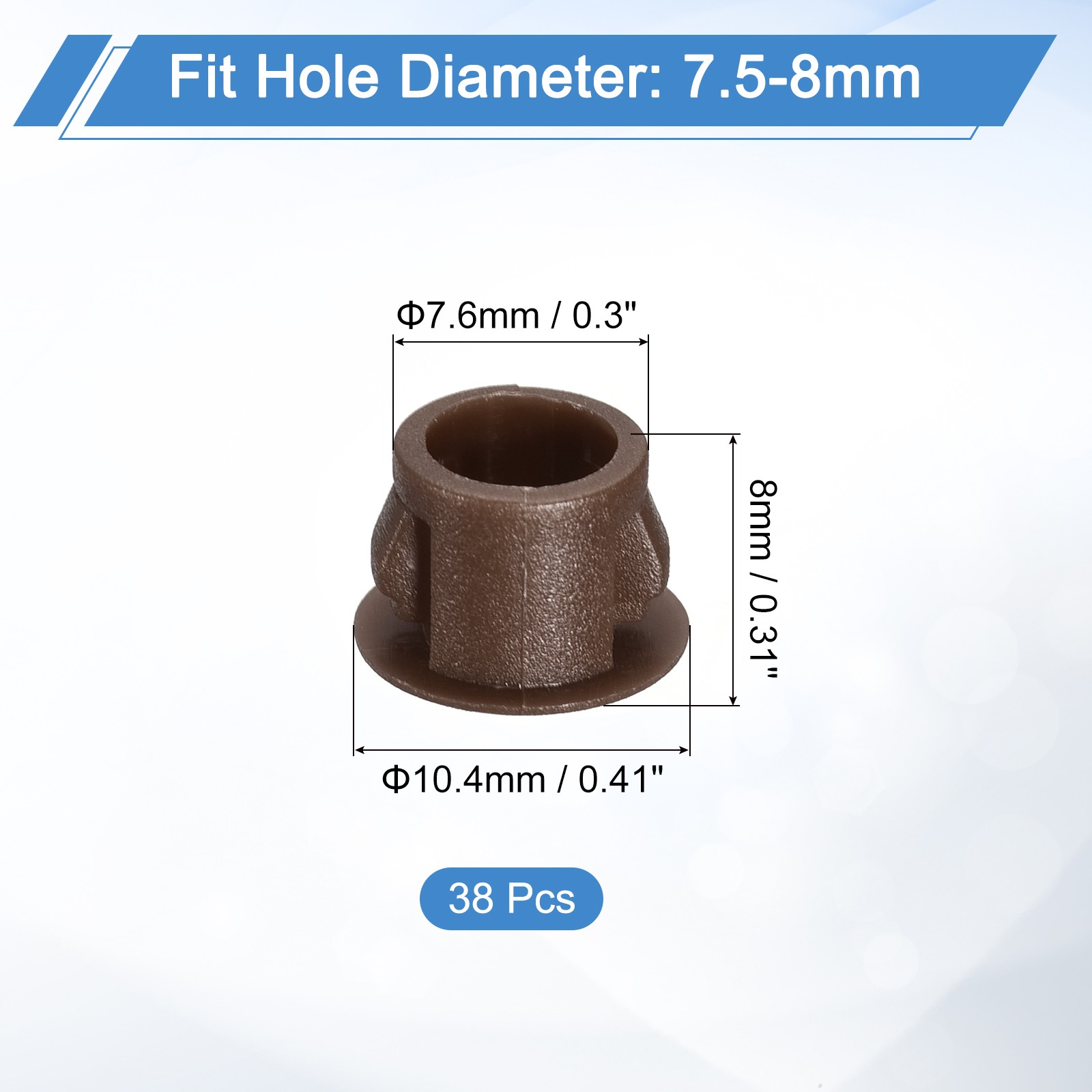 38Pcs 8mm(5/16″) Flush Type Panel Round Snap in Fastener, Brown