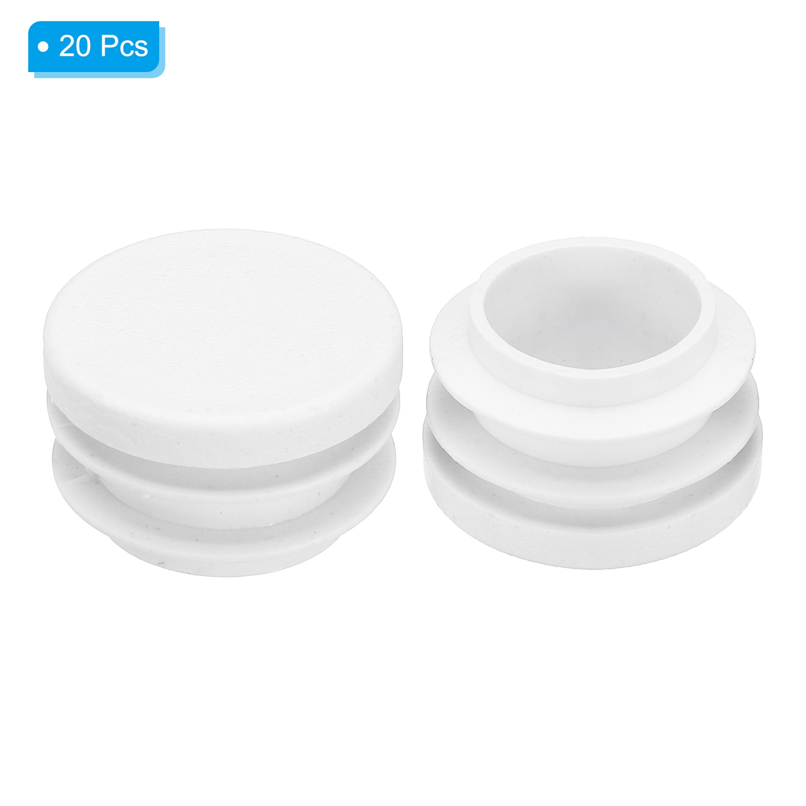 20Pcs 1″ Plastic Tubing End Caps Round Hole Plug Insert White