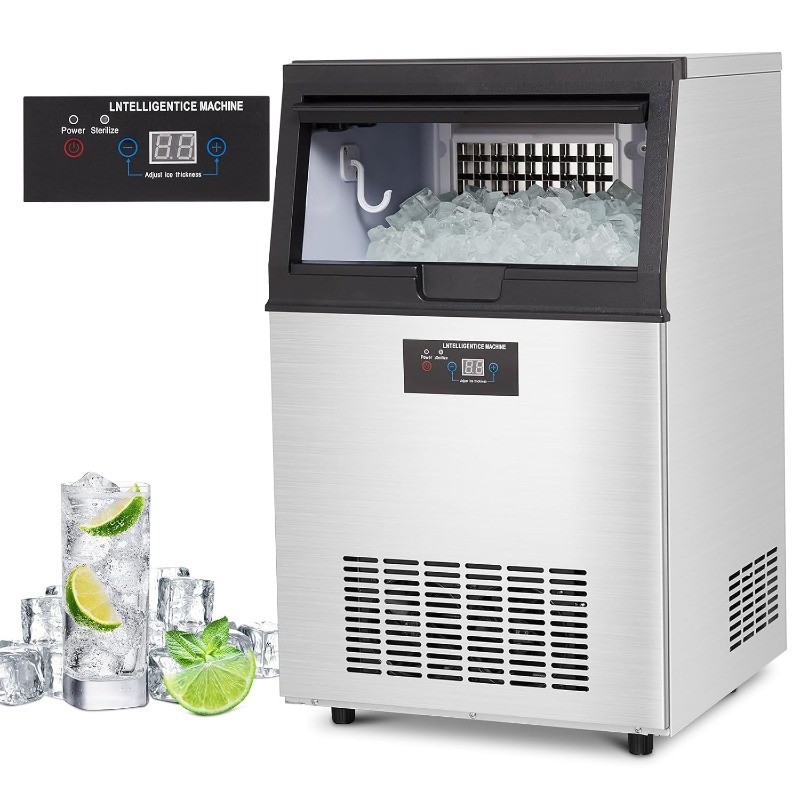 Commercial Under Counter Ice Maker Machine 90lbs/24H 30lbs Ice Storage Capacity