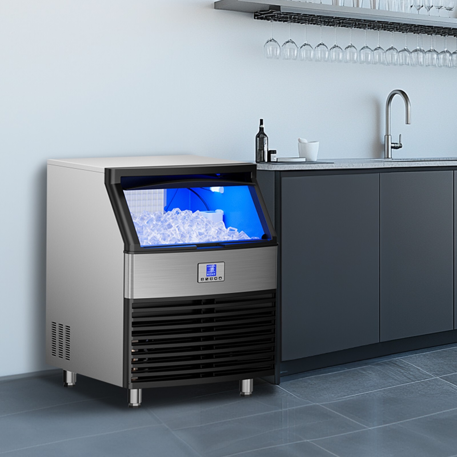 320lbs/24H Commercial Ice Maker Machine,Self-Cleaning Countertop Ice Maker
