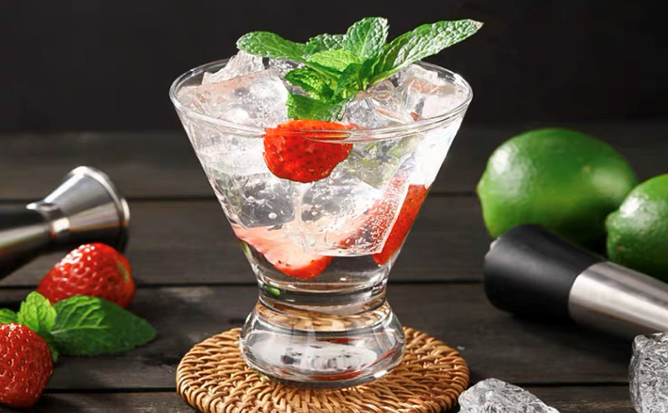 2 Pack Martini Glasses, 8 Ounce Crystal Cocktail Glasses, Martini Drinking