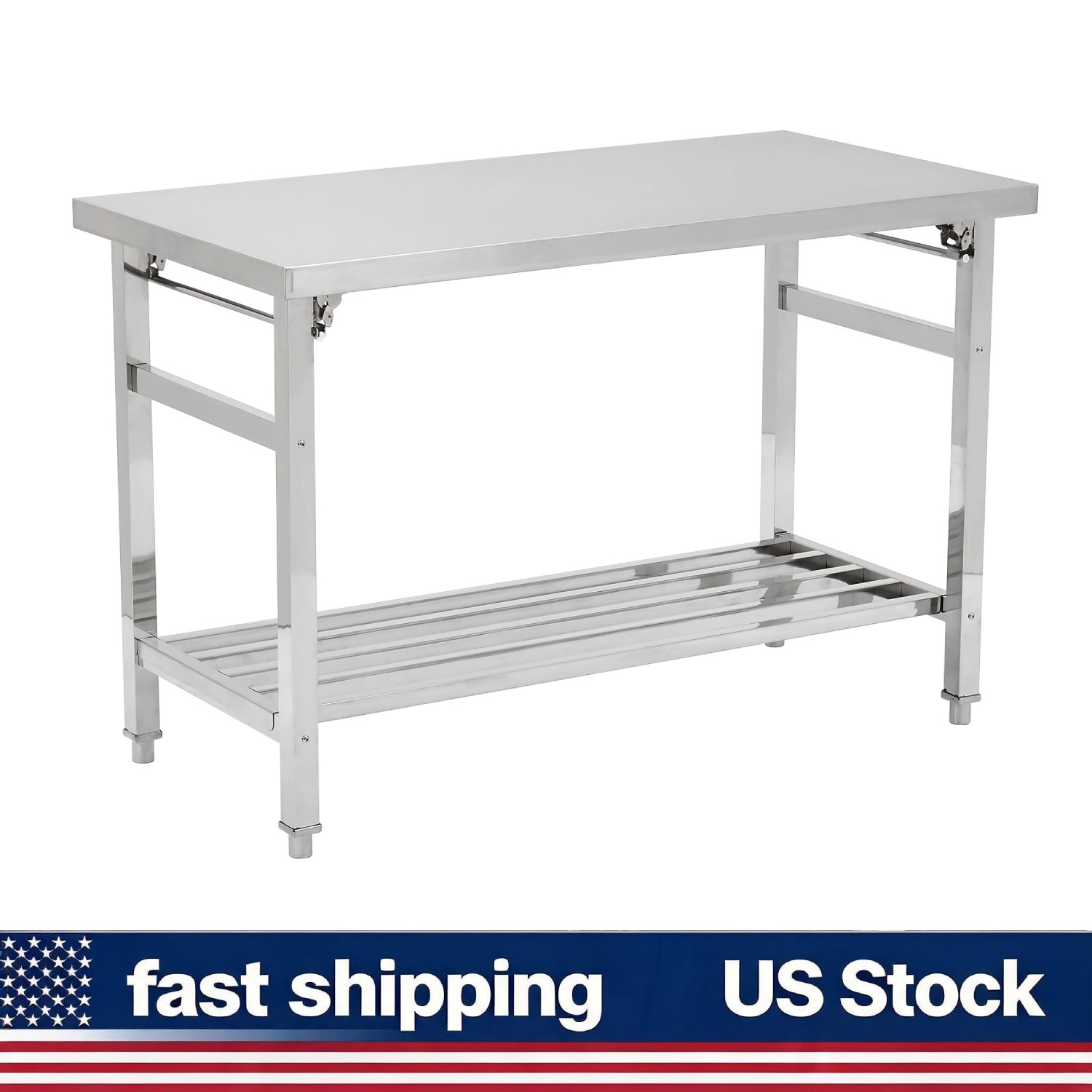 Folding Work Table Heavy Duty Stainless Steel for Kitchen Dining Restaurant