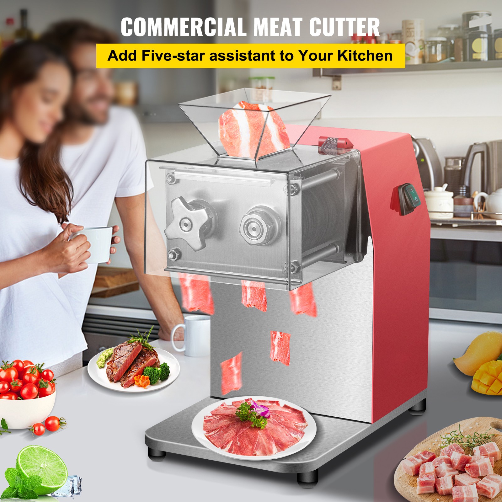 VEVOR Meat Cutting Machine 250Kg/H Electric Meat Cutter Slicer 3.5mm Blade 850W