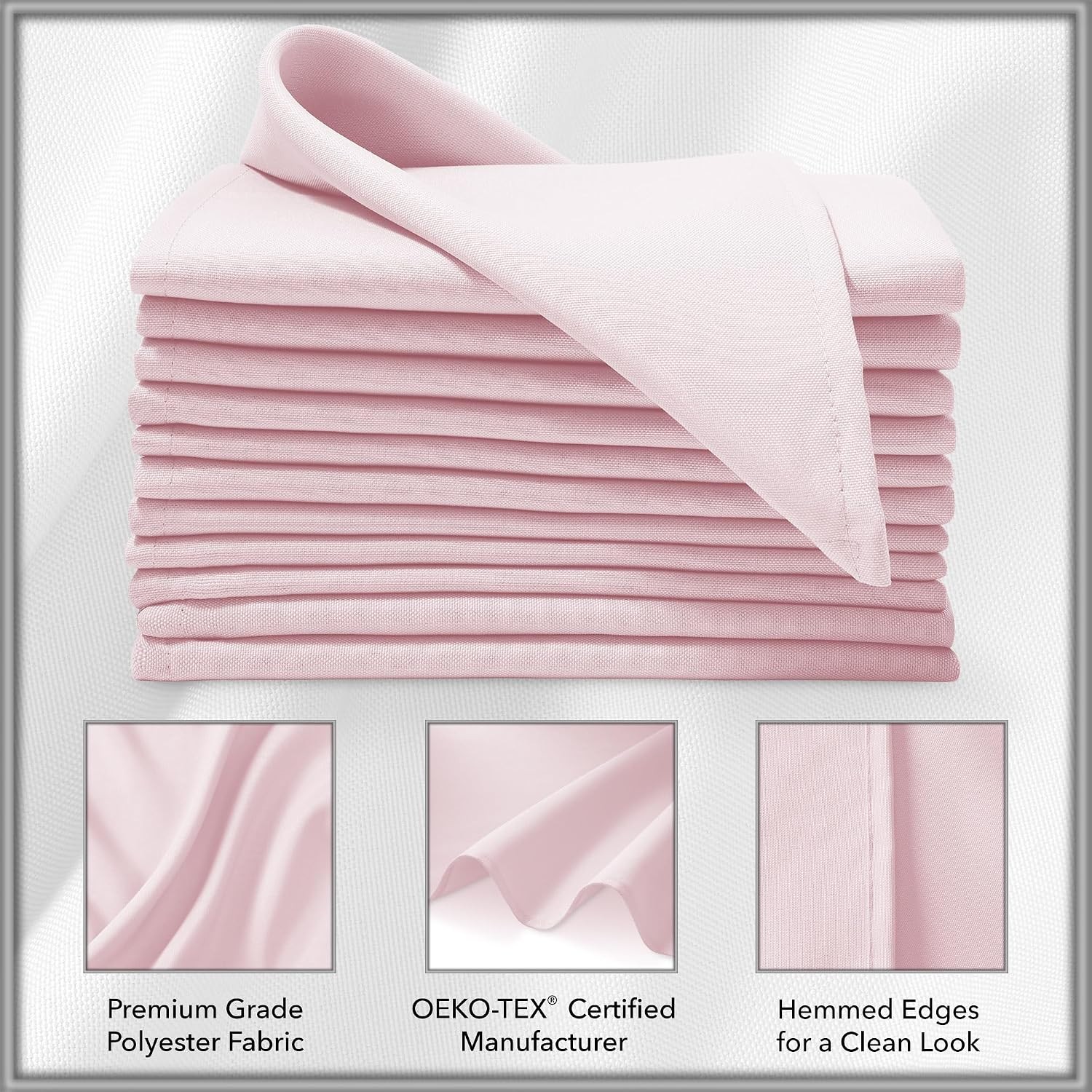 Lann’s Linens Set of 12 Cloth Dinner Napkins, 20-inch Polyester Napkins