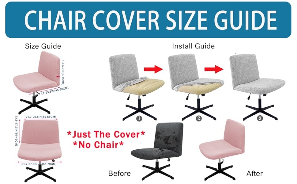 Vanity Chair Cover Criss Cross Chair Cover Waterproof and Elastic Armless Chair
