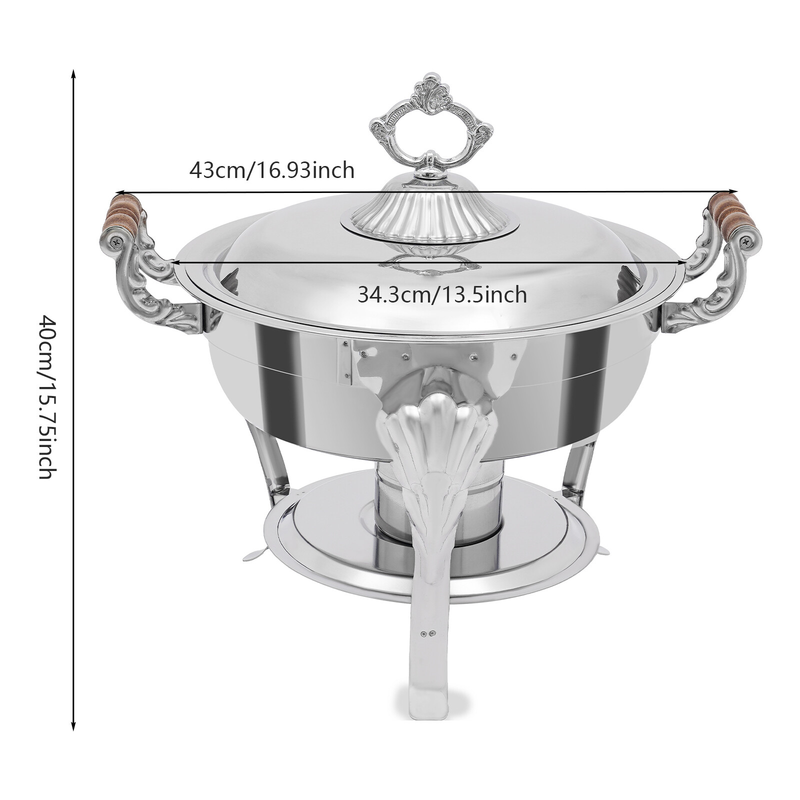 Catering Classic Stainless Steel Chafing Dish Half Round Buffet Chafer 30cm USA