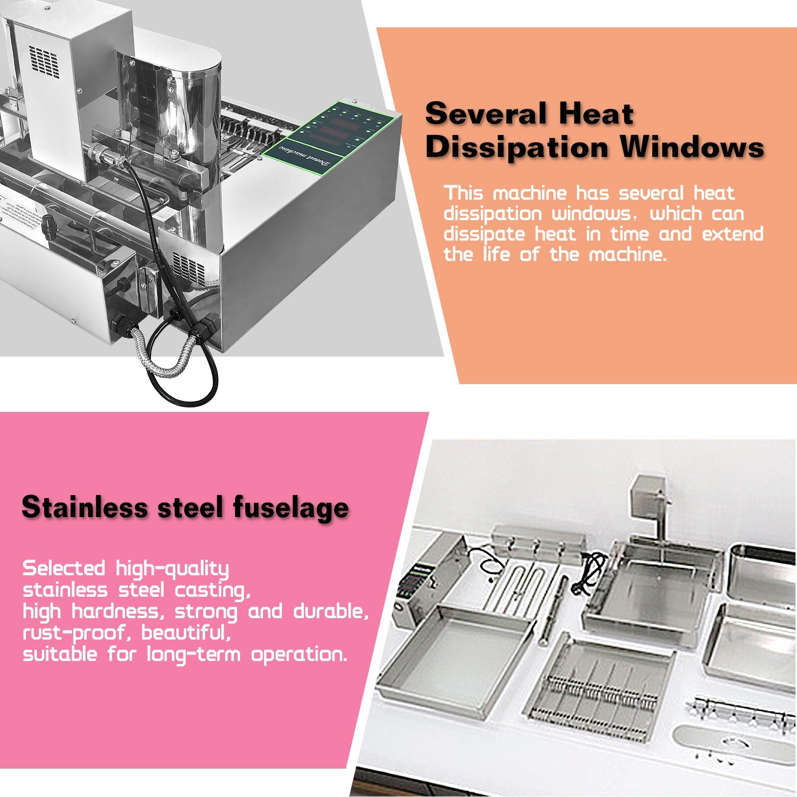 Commercial 2600pcs/hour Mini 6 rows donuts making machine frying doughnut maker