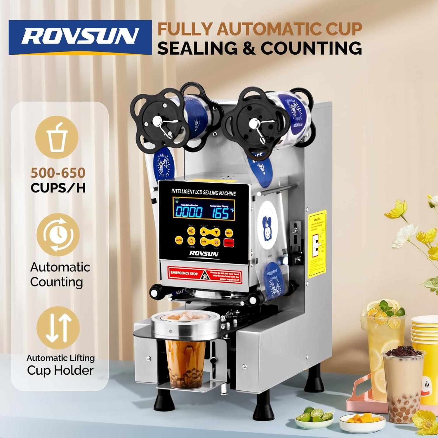 Cup Sealing Machine High-Speed Fulll Automatic Cup Sealer Machine 500-650 Cups/H