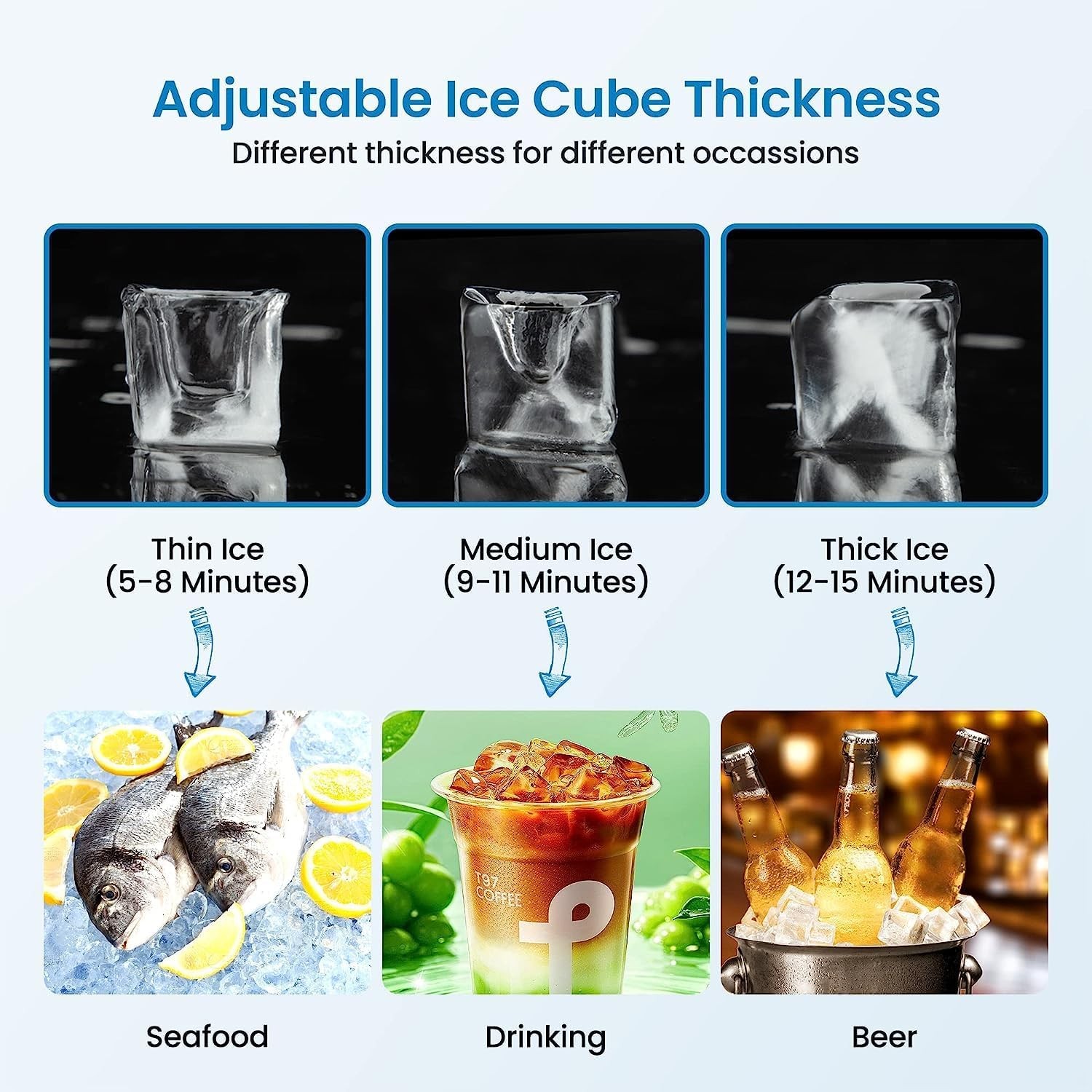 80LBS/24H Commercial Ice Maker Freestanding Stainless Steel Ice Machine for Home