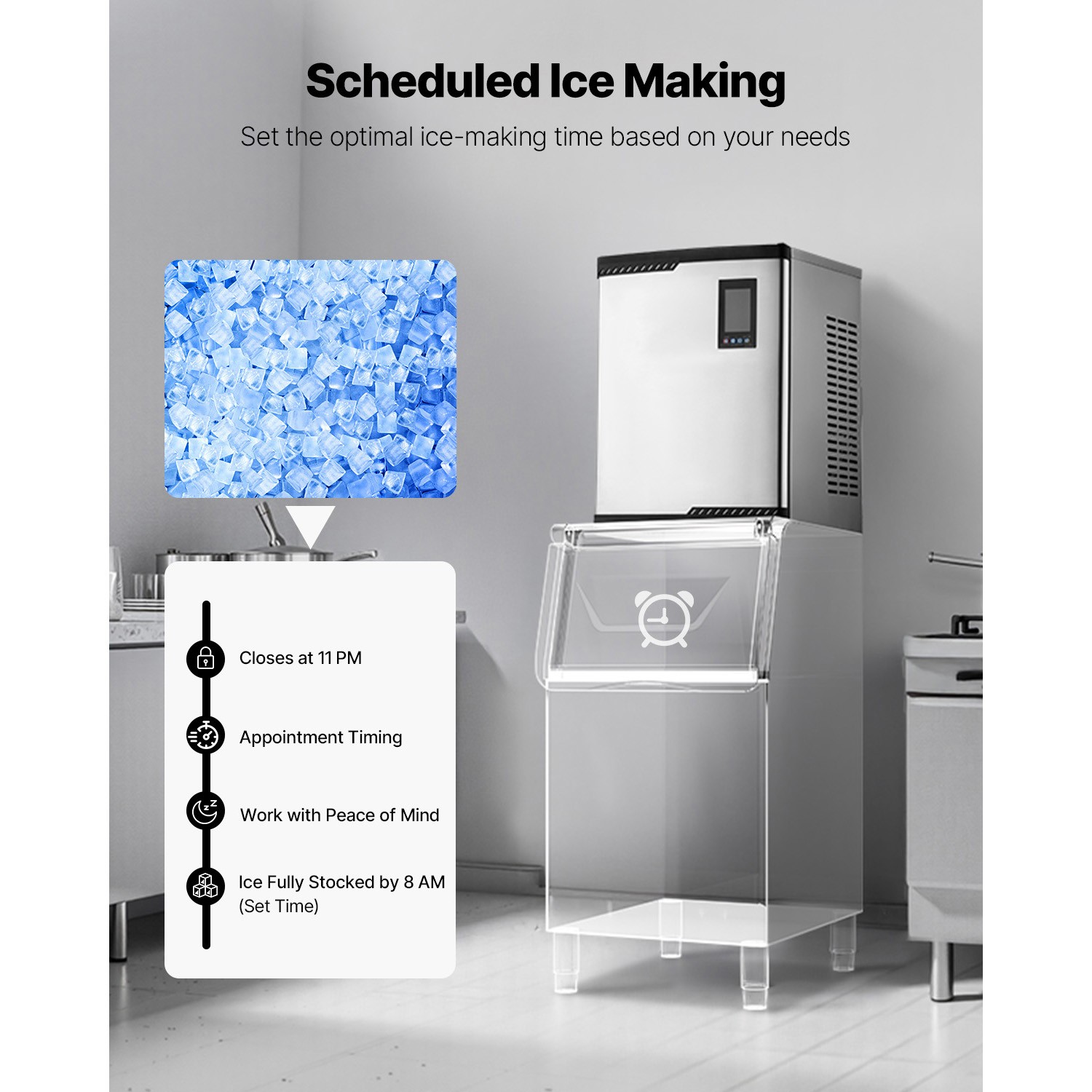 Uimoso Commercial Ice Maker Machine – 800 lbs/Day with Self-Cleaning Function