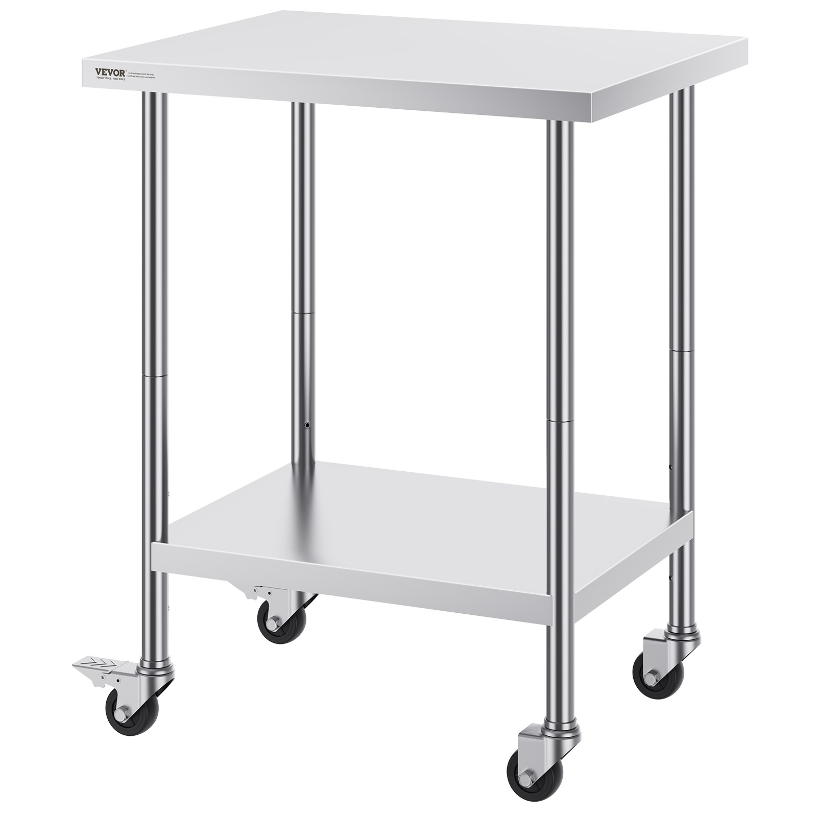 VEVOR Stainless Steel Work Table Commercial Prep Table 24×30 Inch With 4 Casters