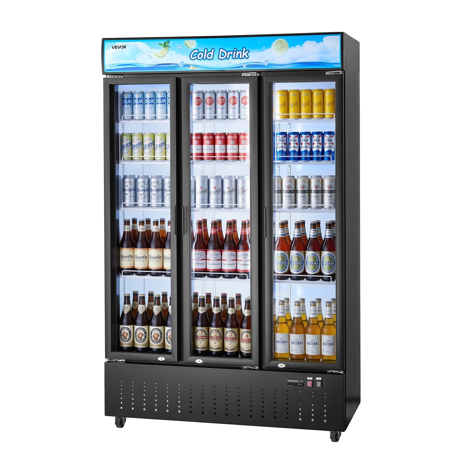 VEVOR Commercial Merchandiser Refrigerator 26.8 Cu.Ft 3-Door Beverage Cooler