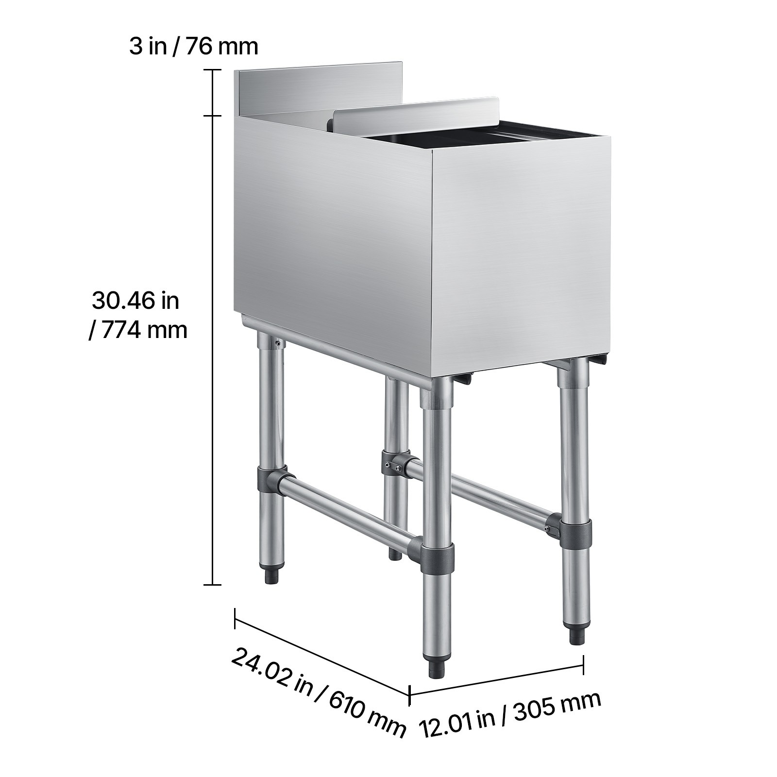 Uimoso 39.6 Qt Commercial Ice Bin 12 x 24 in Underbar Ice Bin with Sliding Cover