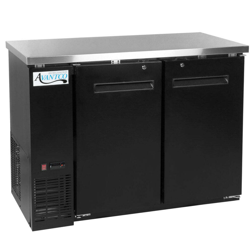 48″ Black Counter Height Narrow Solid Door Back Bar Refrigerator with LED Lighti
