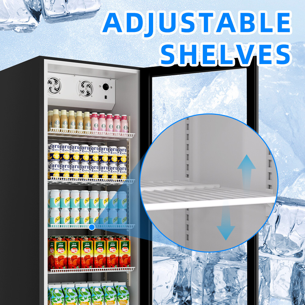Merchandiser Refrigerator Glass Door Cooler Commercial Display Beverage 11 Cu Ft