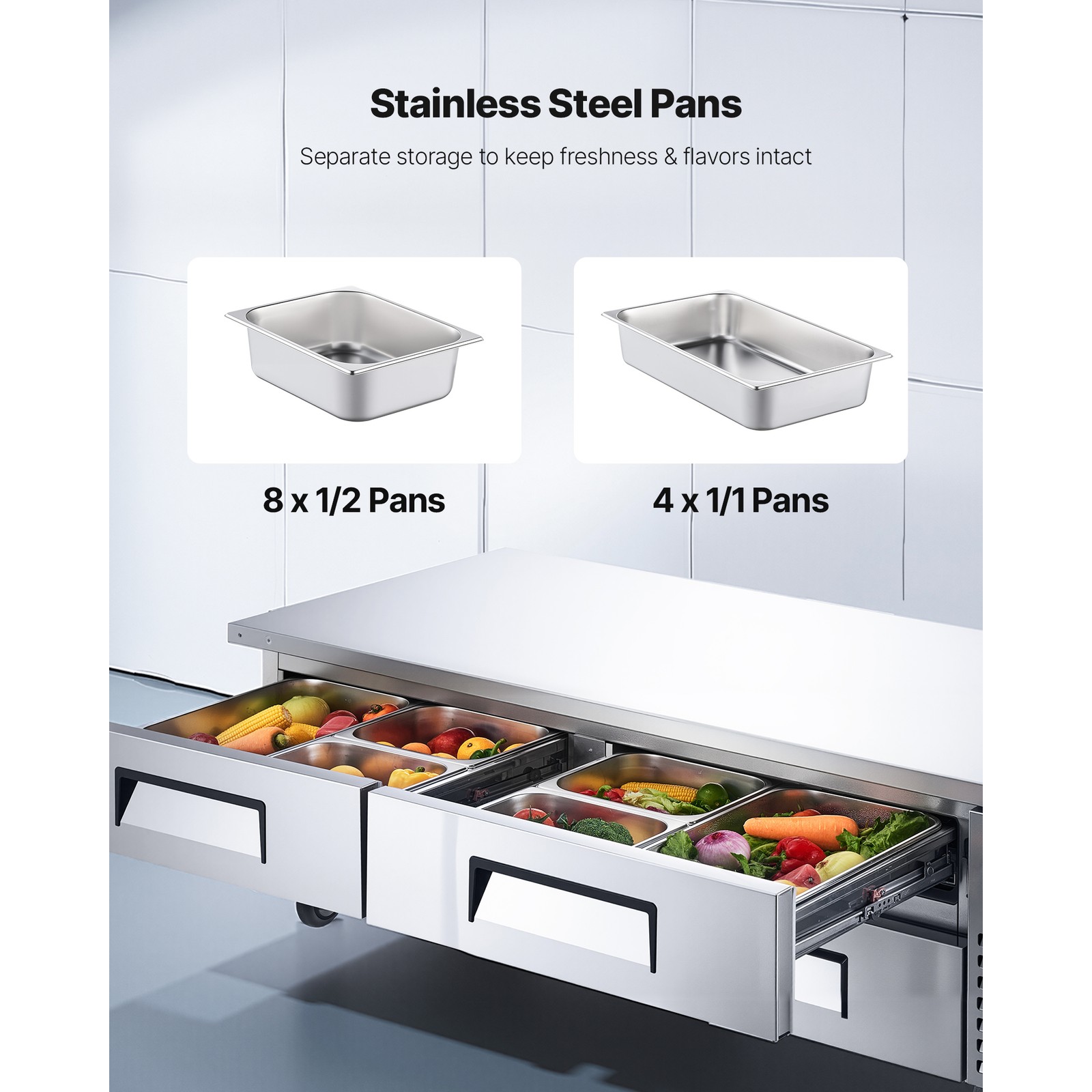 72 inch Commercial Chef Base Refrigerator Kitchen Prep Worktable w/ Four Drawer