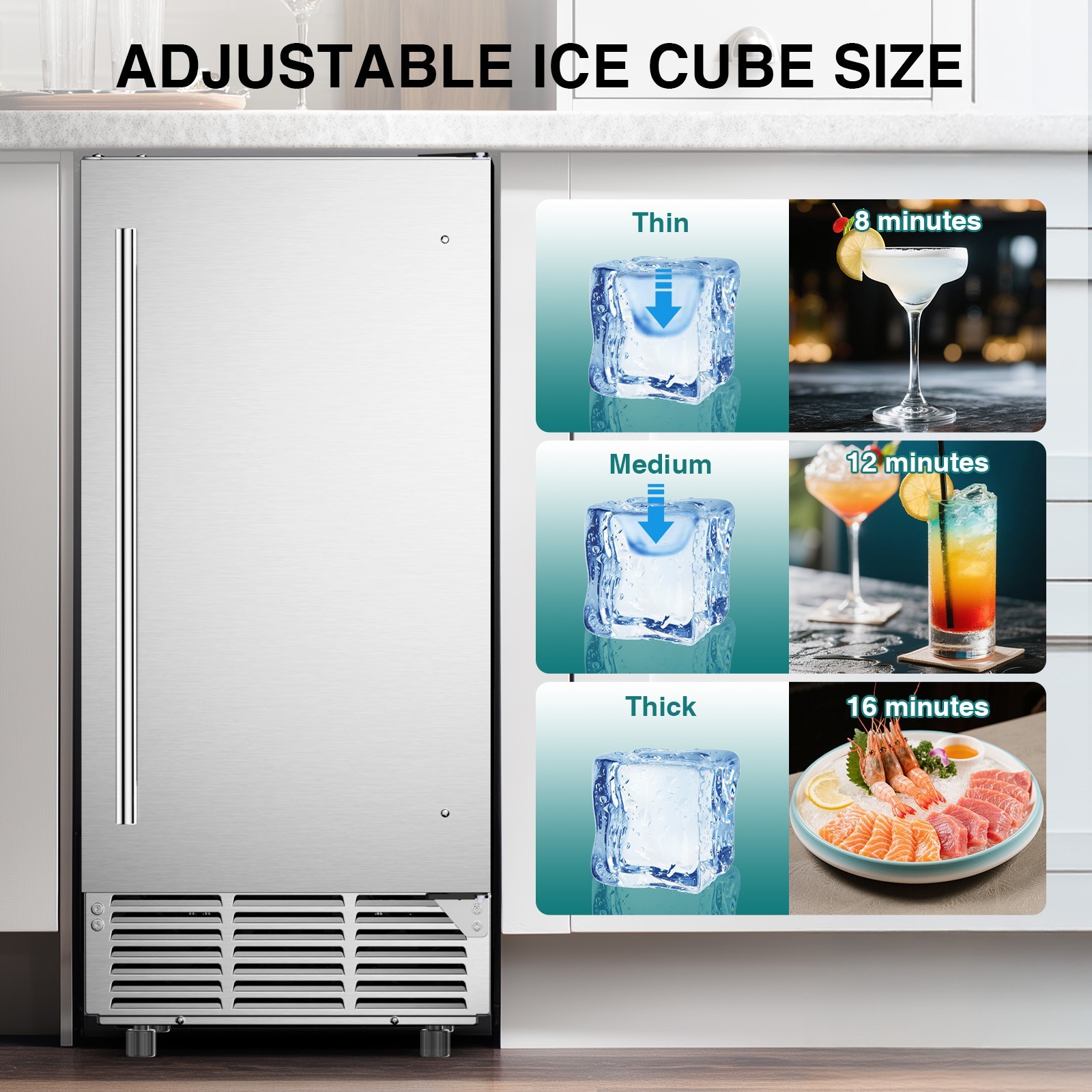 Commercial Ice Maker Freestanding Stainless Steel Under Counter Ice Machine