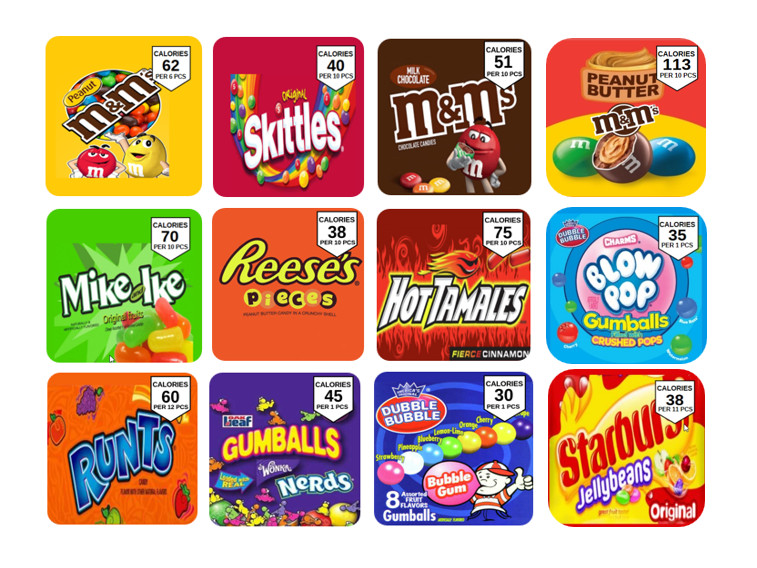 Candy Vending Machine Label Sticker Round edge Easy Peel Nutrition Info