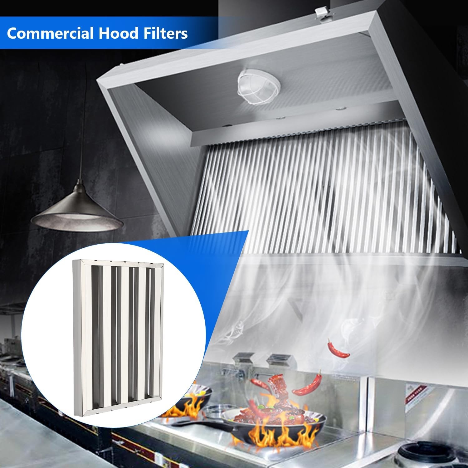 6 Pack Commercial Kitchen Exhaust Hood Filters 5 Grooves Range Hood Filters NEW