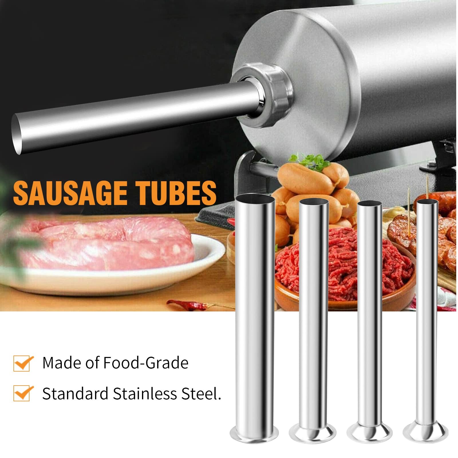 Hoypeyfiy Stainless Steel Sausage Stuffing Tubes Replacement normal, Sliver