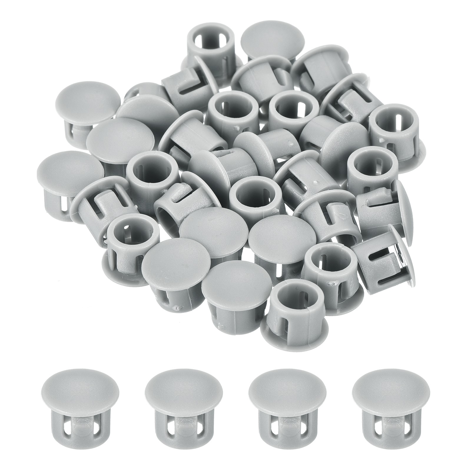 32Pcs 8mm Light Gray Nylon Plastic Round Locking Hole Plugs Insert End Cap