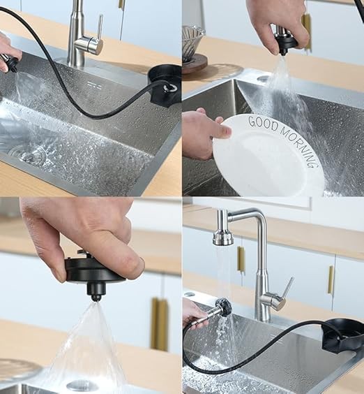 360° Rotating High Pressure Pull Out Glass Rinser Kitchen Sink Cup Bottle Washer