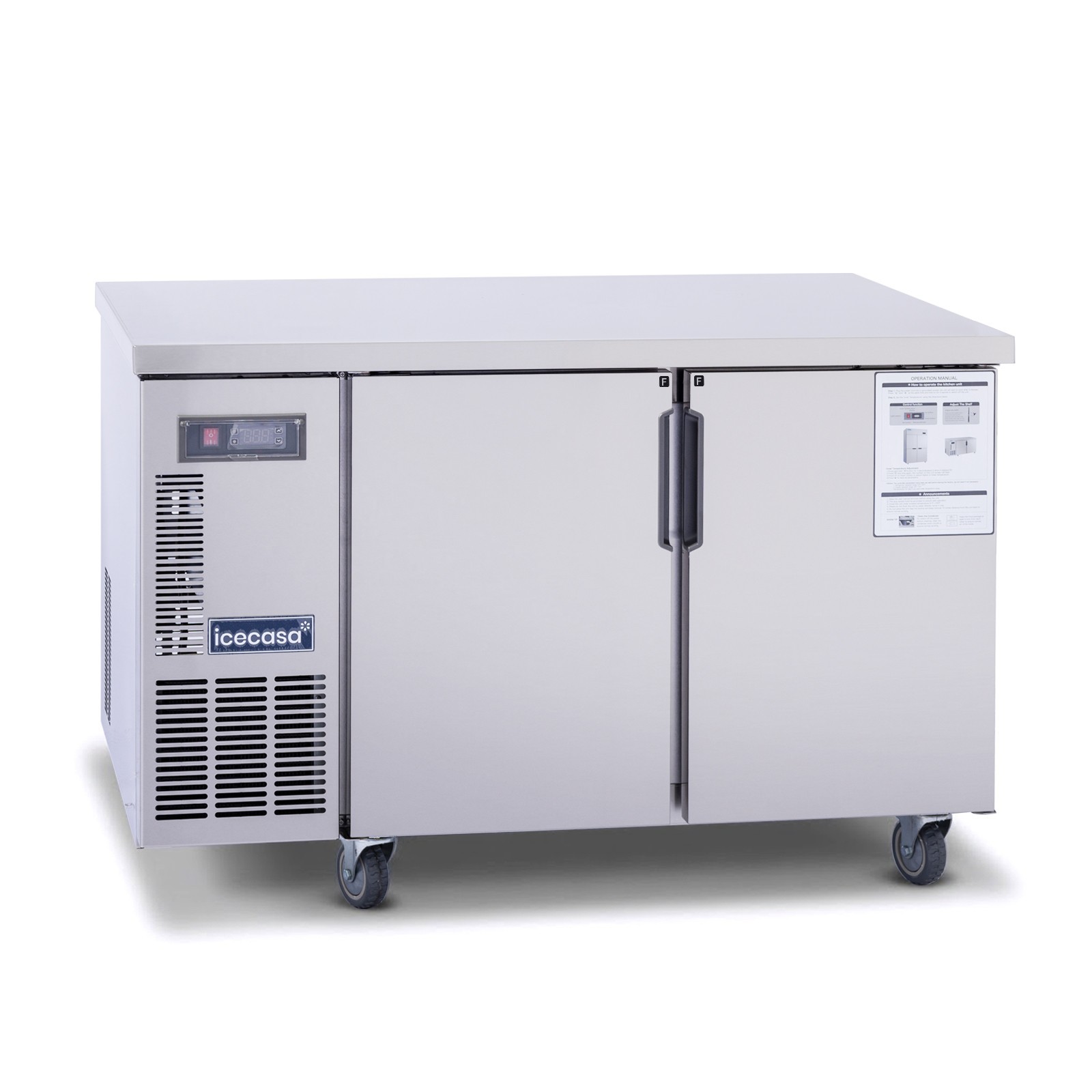 ICECASA 48″ Commercial Worktop Freezer Undercounter Stainless Steel Fridge
