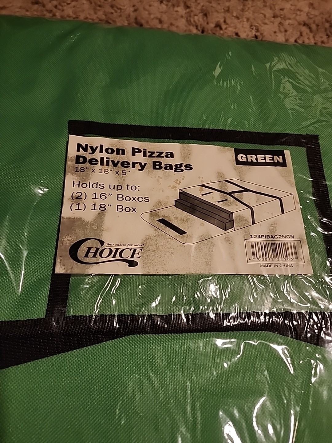 Lot Of 2 Insulated Pizza Delivery Bag Green Nylon 18″ x 18″ x 5″ – Holds up to 2