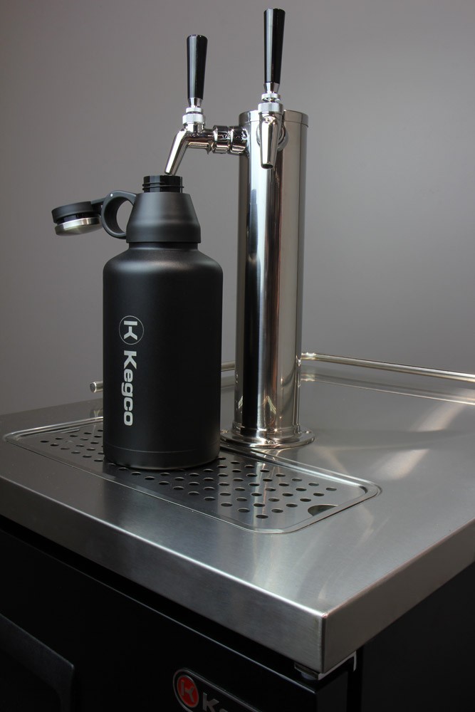 Kegco 14″ Tall Polished Stainless Steel Tower – Perlick Dual Faucet Taps Keg