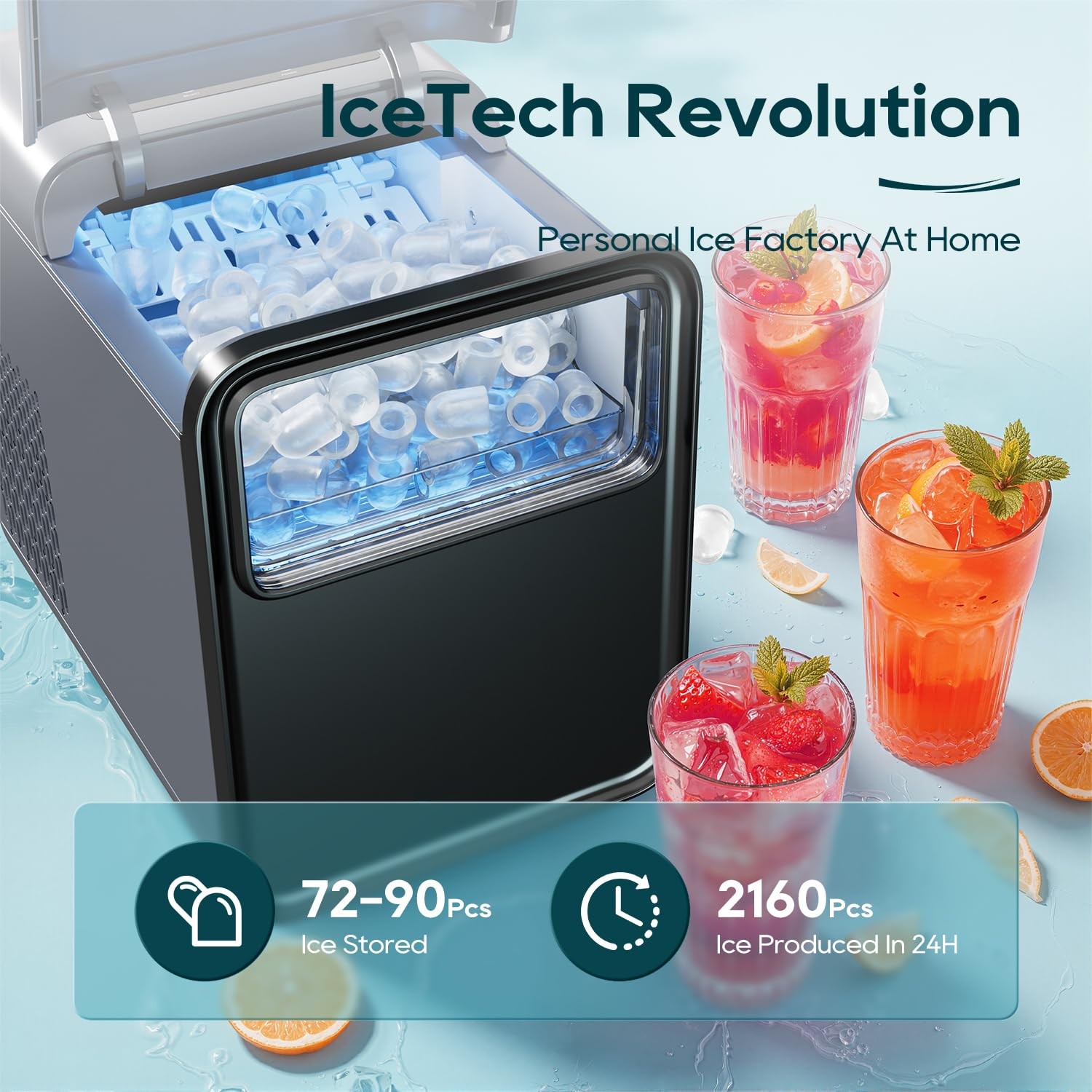 Ice Maker Countertop, 9 Cubes in 6 mins, Self-Cleaning Portable…