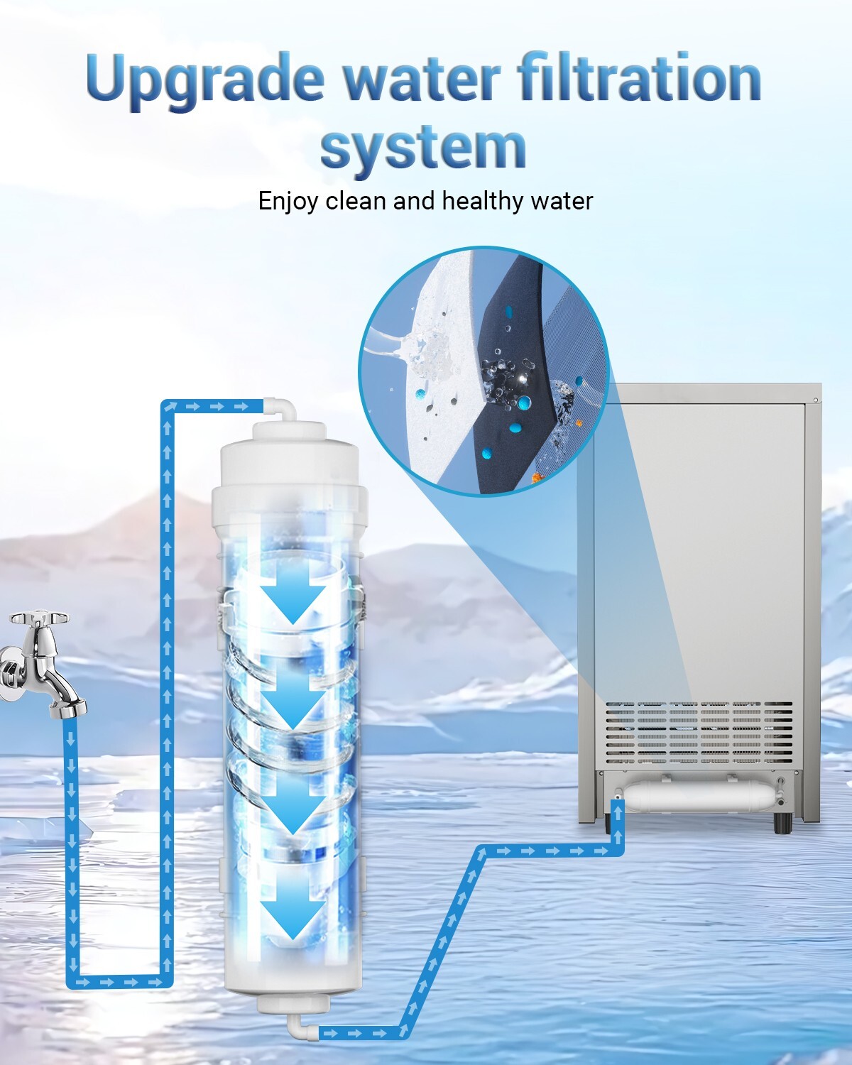 Built-in Commercial Ice Maker Stainless Steel Bar Restaurant Ice Cube Machine