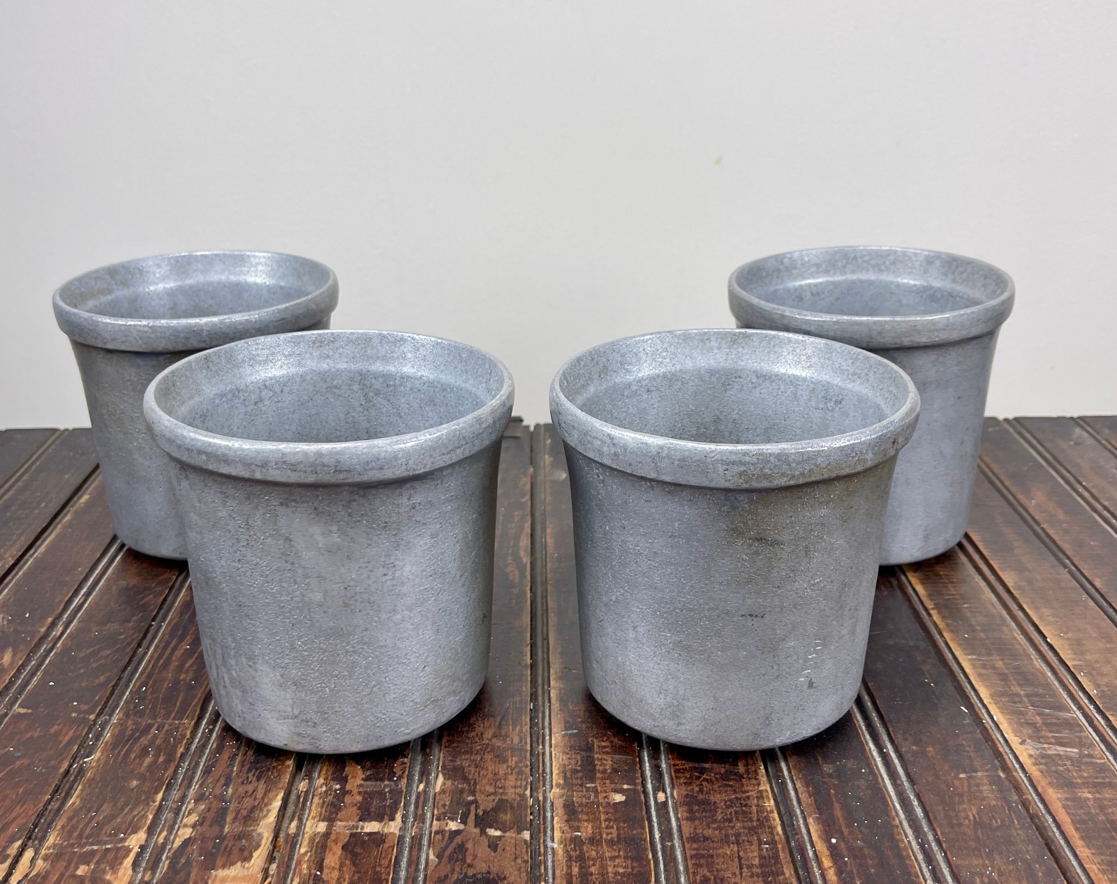 Bon Chef 9202-N Metal Condiment Jars Pots Set of 4 Taiwan 5″x5″ EUC