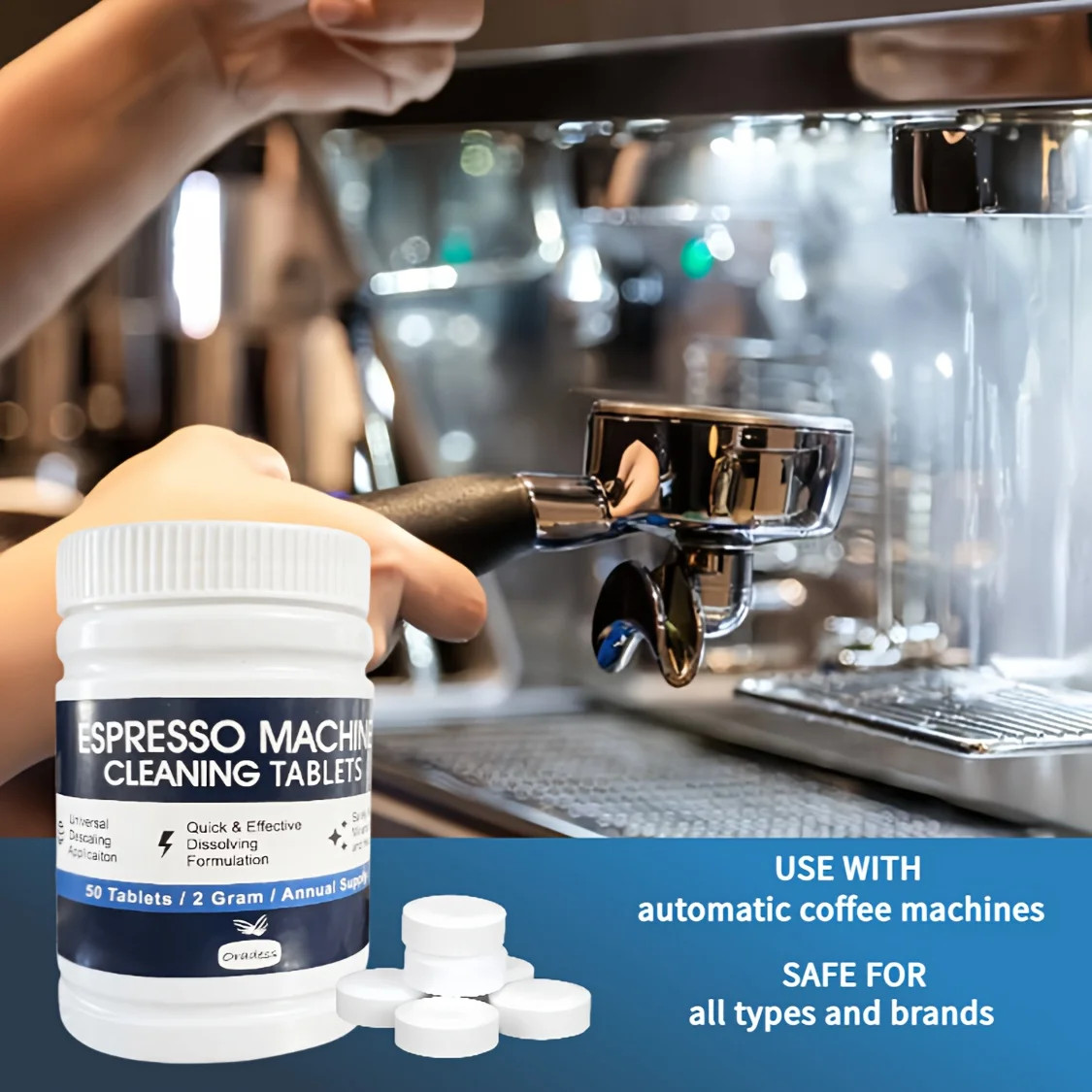 50 Coffee Machine Cleaning Tablets,Removes Grease,Residues from Pipes,Suitable f