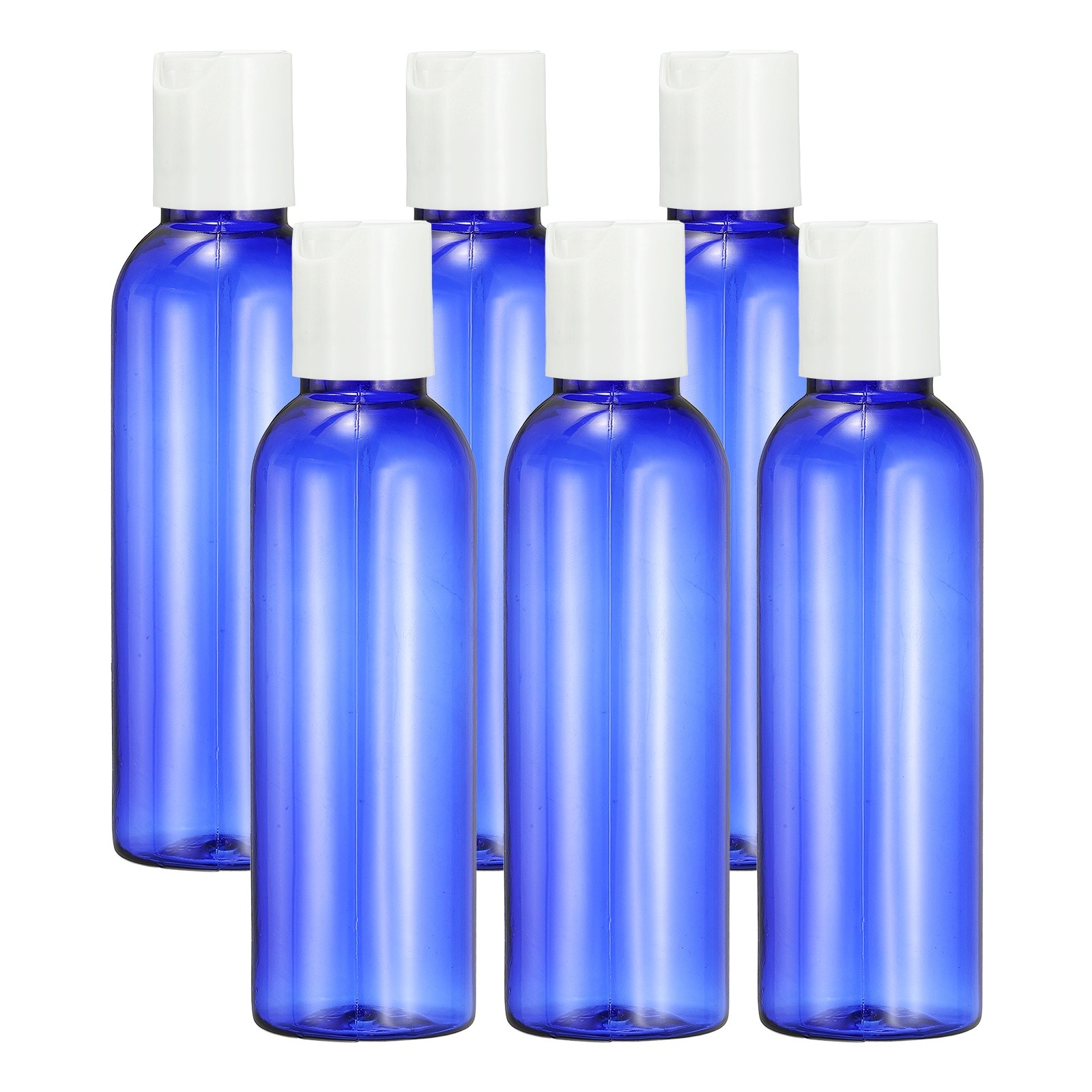6Pcs 2oz Plastic Travel Bottles, Empty Bottles with White Top Caps, Blue