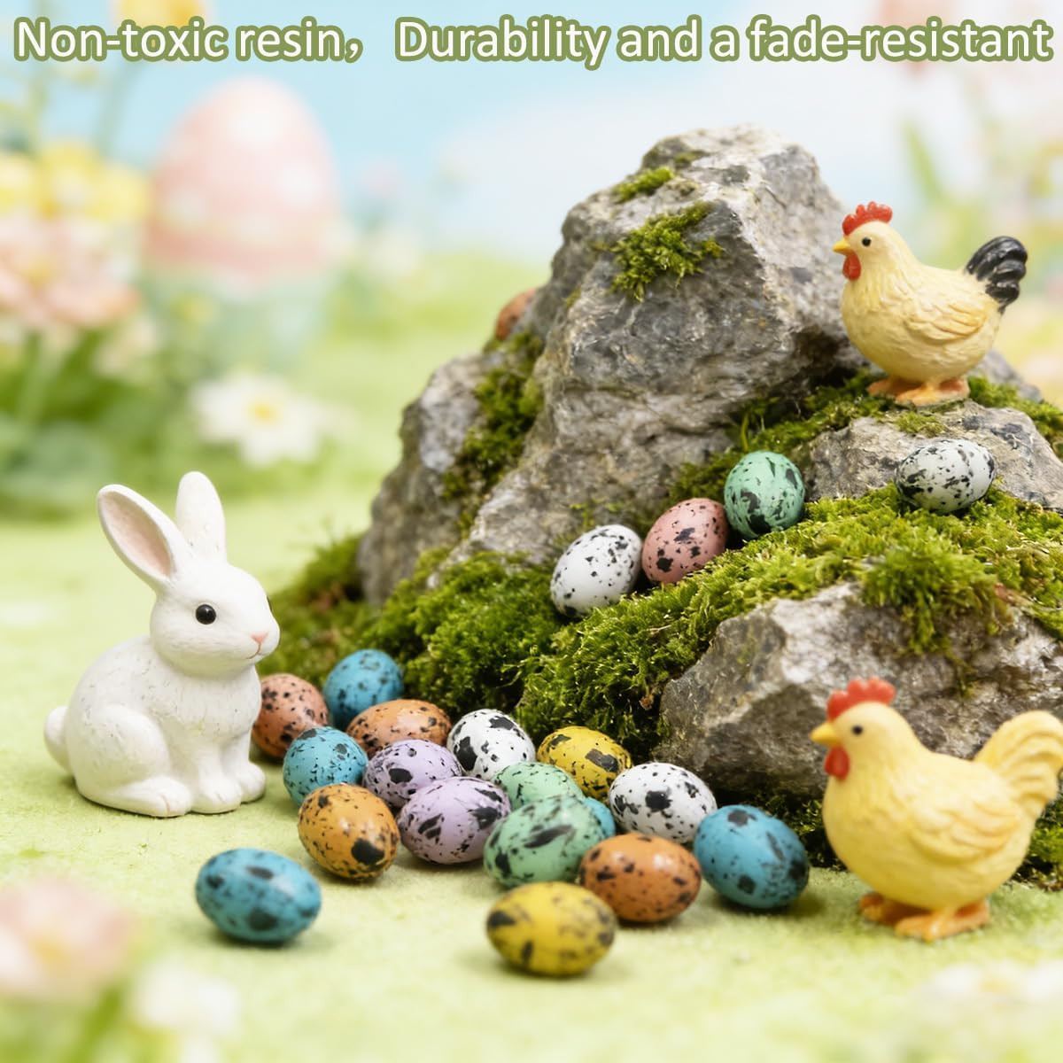 Artificial Mini Easter Eggs, 60 Pcs Resin Decor for Crafts and Spring Events