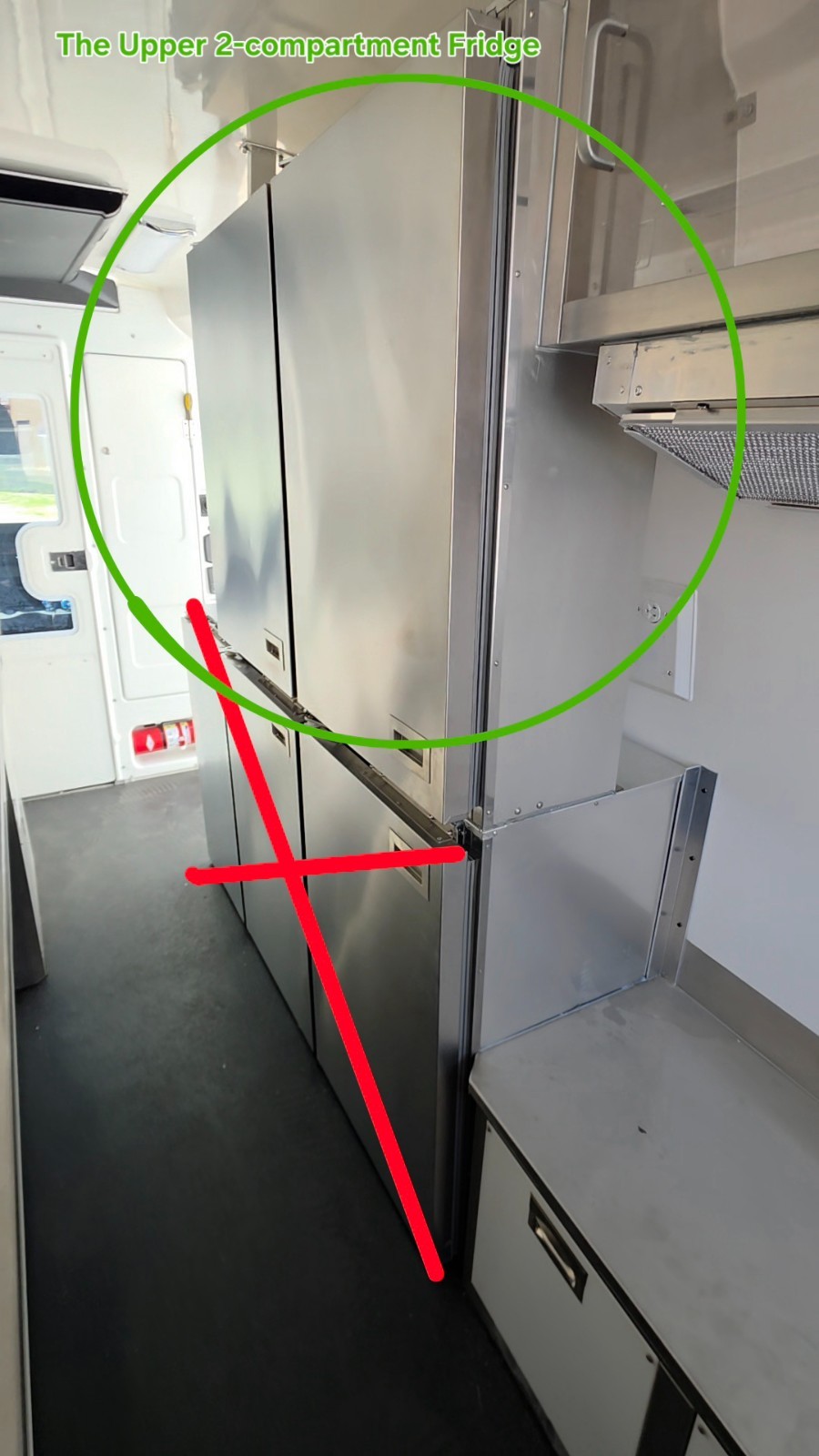 2-Compartment Refrigerator Unit – Commercial Grade Food Truck (Stainless Steel)