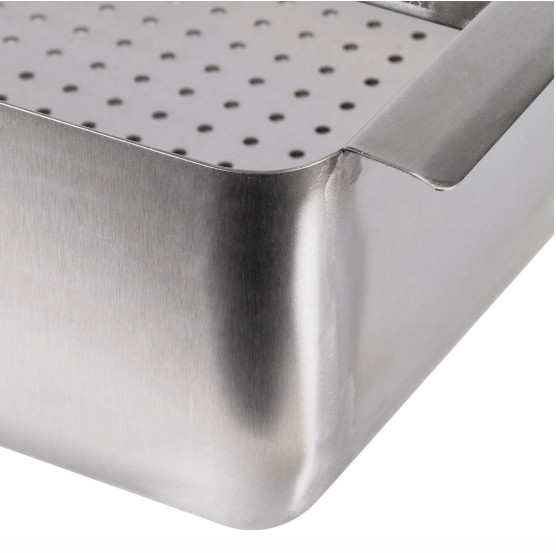 19 1/2″ x 19 1/2″ x 4″ Silver Stainless Steel Scrap Pre-Rinse Sink Basket Rails