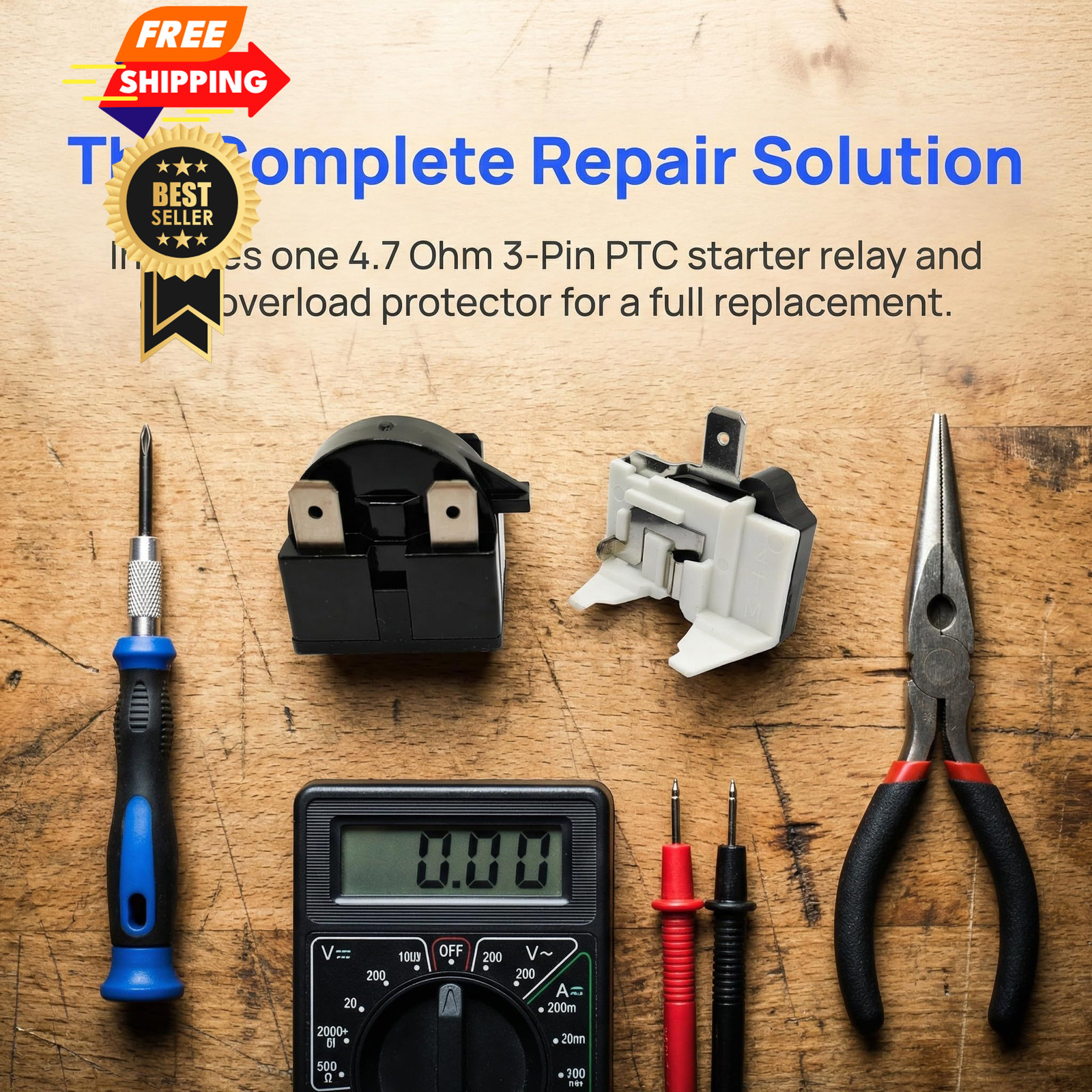 QP2-4R7 QP2-4.7 Start Relay Refrigerators PTC and Overload Protector 3 PIN