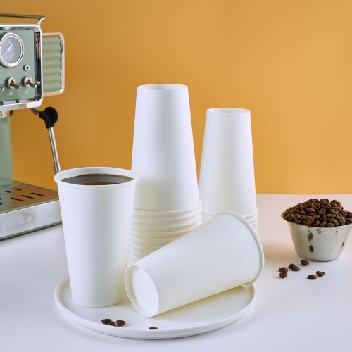16 oz Disposable Paper Cups Hot/Cold Coffee Cups Beverage Drinking Cup for Party