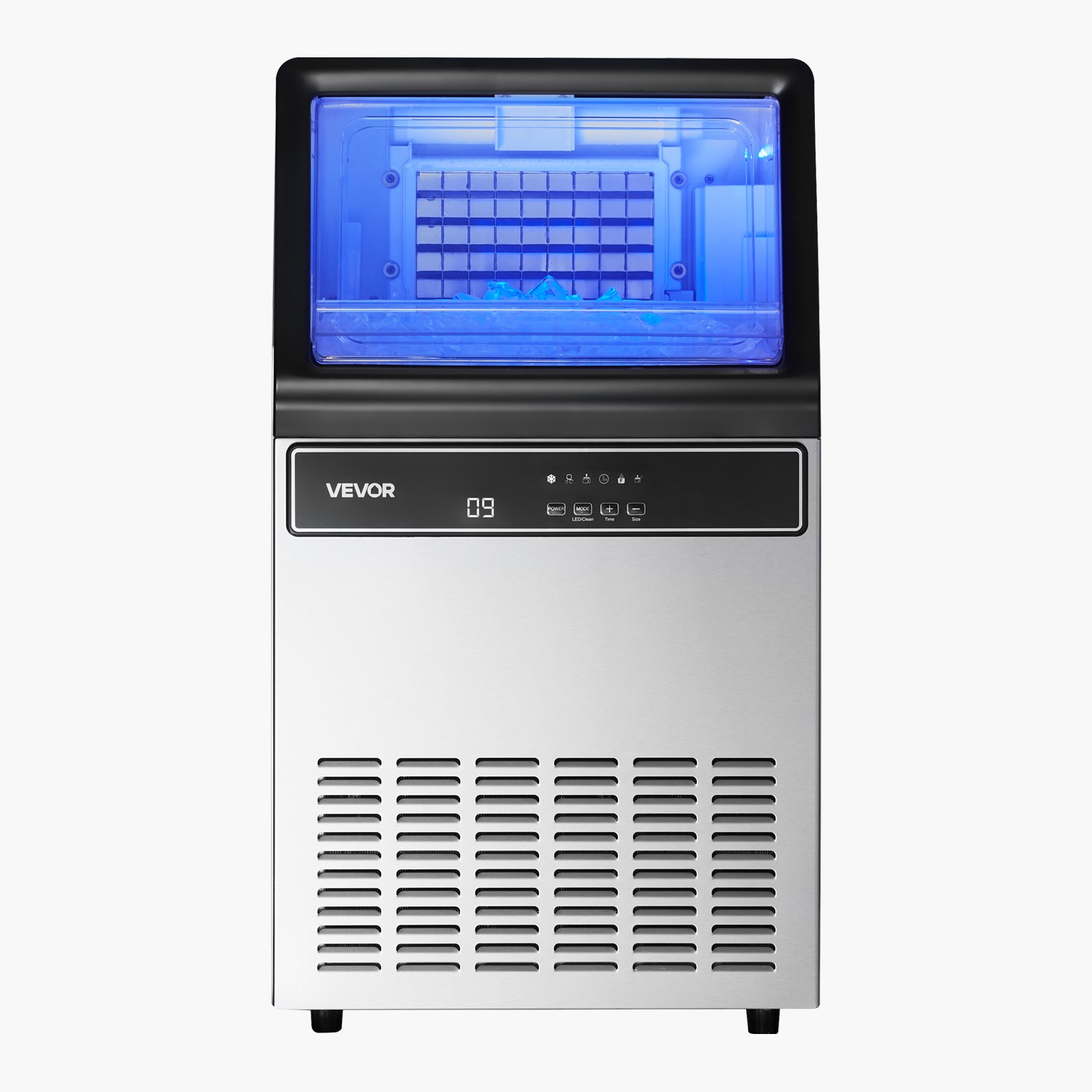 VEVOR Commercial Ice Maker 130Lbs/24H Ice Machine 33Lbs Storage Bar Restaurant