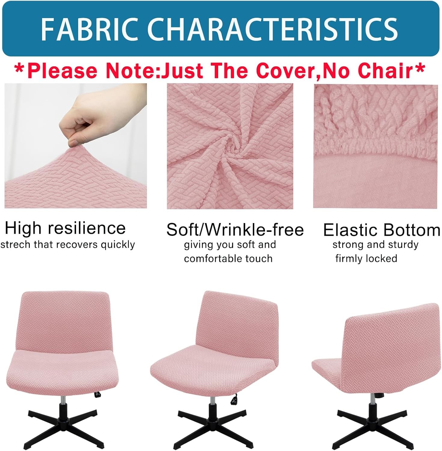 Vanity Chair Cover Criss Cross Chair Cover Waterproof and Elastic Armless Chair